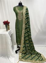 Shimmer Silk Green Wedding Wear Zari Work Dress Material